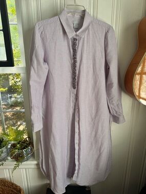 Chico's Lavender-Striped Long Sleeve Shirt Dress